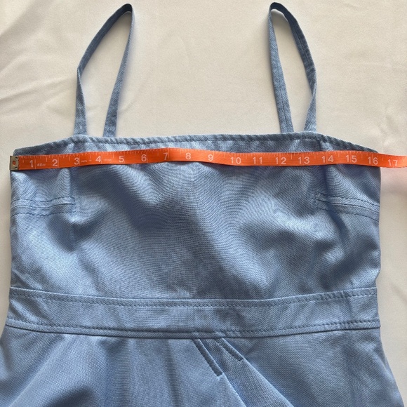 RED VALENTINO Square Neck Strappy Mini Dress with Button-Front Detail in Blue - Picture 11 of 17